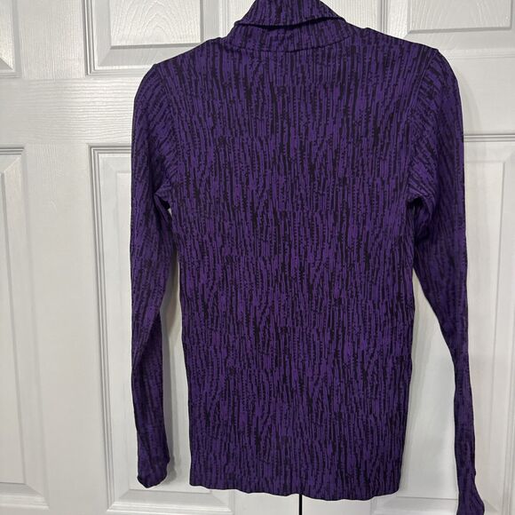Athleta Flurry Elemental Turtleneck Women Small Purple Digital Pattern Stripe - Picture 3 of 5